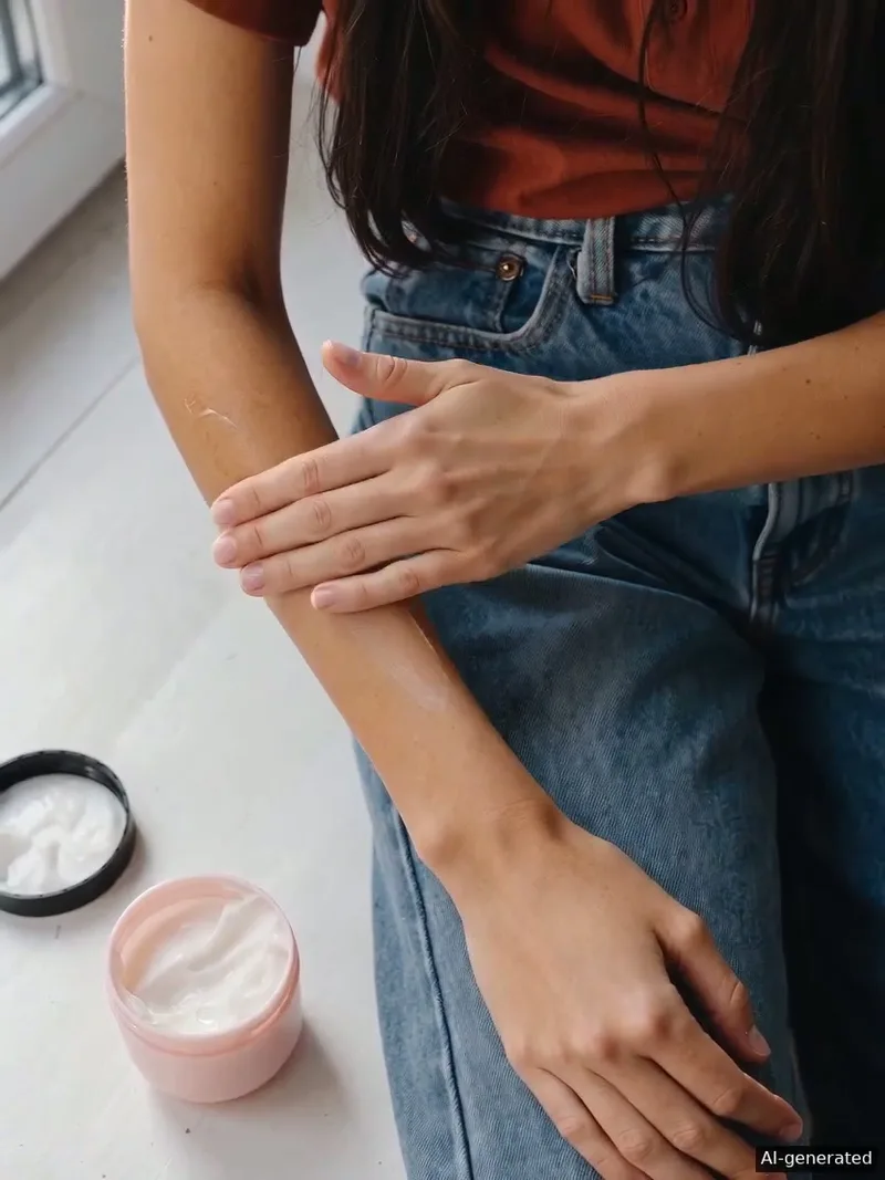 Person applying skincare cream to their forearm